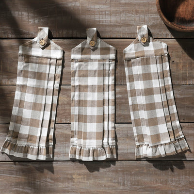 Annie Portabella Buffalo Check Button Loop Tea Towels - Set of 3 - Primitive Star Quilt Shop