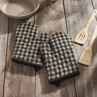 Black Check Oven Mitt - Set of 2 - Primitive Star Quilt Shop