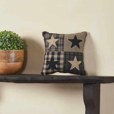 Black Check Mini Star Pillow 6" - Primitive Star Quilt Shop