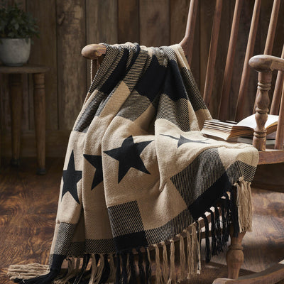 Black Check Star Woven Throw - Primitive Star Quilt Shop