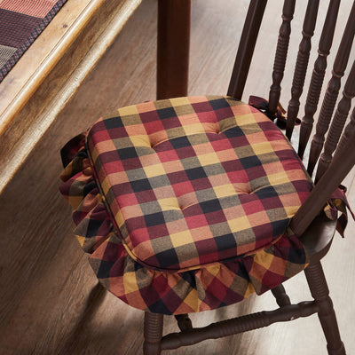 Heritage Farms Primitive Check Ruffled Chair Pad 16.5x18" - Primitive Star Quilt Shop