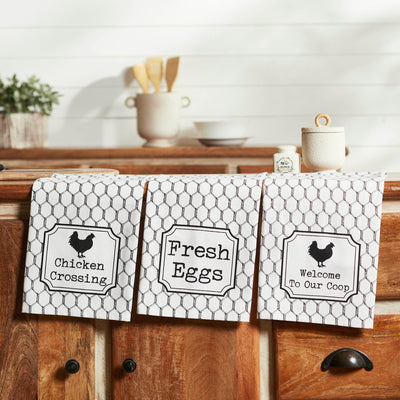 Down Home Chicken Crossing Tea Towels - Set of 3 - Primitive Star Quilt Shop