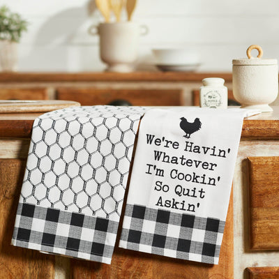 Down Home Whatever I'm Cookin' Tea Towels - Set of 2 - Primitive Star Quilt Shop