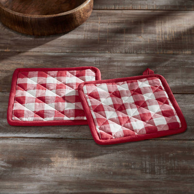 Annie Red Buffalo Check Pot Holder - Set of 2 - Primitive Star Quilt Shop