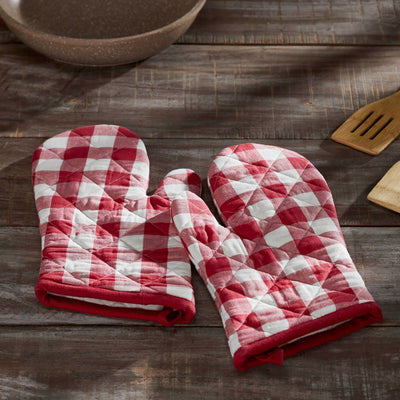 Annie Red Buffalo Check Oven Mitt - Set of 2 - Primitive Star Quilt Shop