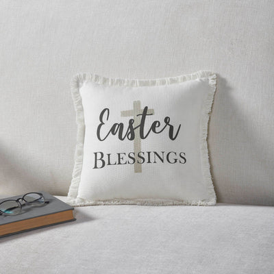 Risen "Easter Blessings" Cross Pillow 12" - Primitive Star Quilt Shop