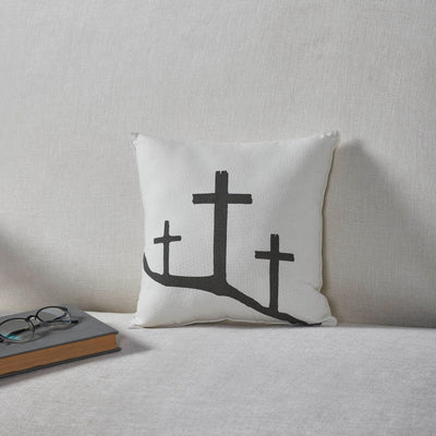 Risen 3 Crosses Pillow 12" - Primitive Star Quilt Shop