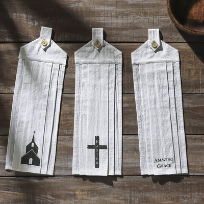 Risen Button Loop Tea Towels - Set of 3 - Primitive Star Quilt Shop