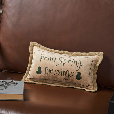 Spring In Bloom "Prim Spring Blessings" Pillow 7x13" - Primitive Star Quilt Shop