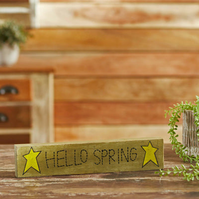 "Hello Spring" Wood Sign - 3x14" - Primitive Star Quilt Shop