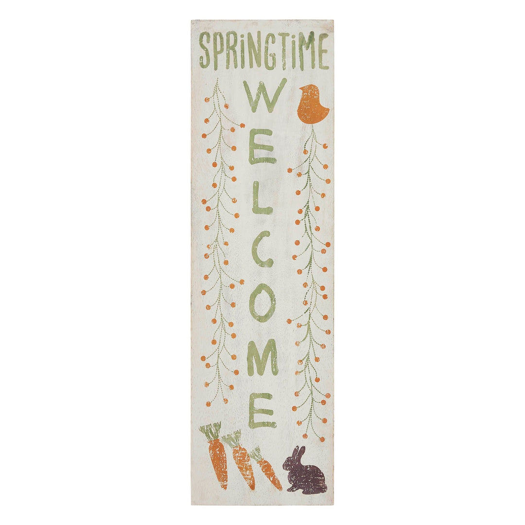 Welcome 板　手彫り　アジアン Springtime Welcome