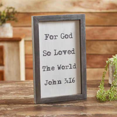 John 3:16 Wood Sign - 14x9" - Primitive Star Quilt Shop