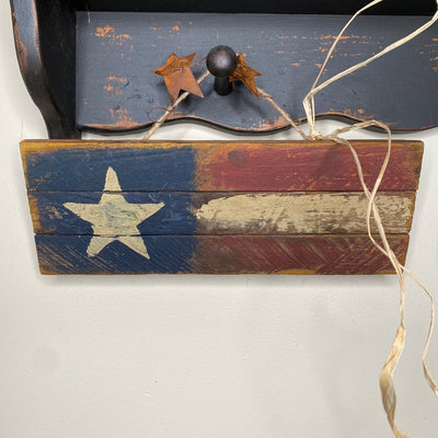 Lath Americana Flag Sign with Rusty Stars - Primitive Star Quilt Shop