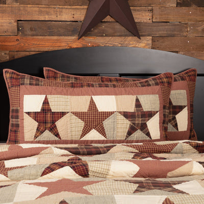 Abilene Star Quilted King Sham 21x37" - Primitive Star Quilt Shop