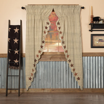 Abilene Star Scalloped Lined Long Prairie Curtains 84" - Primitive Star Quilt Shop