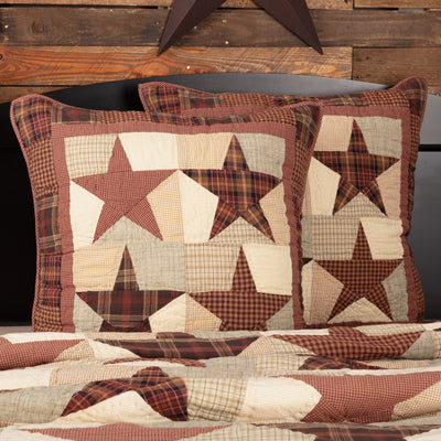 Abilene Star Quilted Euro Sham 26x26" - Primitive Star Quilt Shop