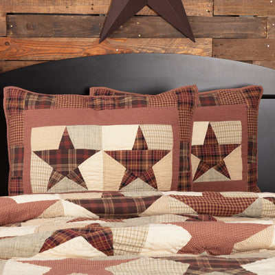Abilene Star Quilted Standard Sham 21x27" - Primitive Star Quilt Shop