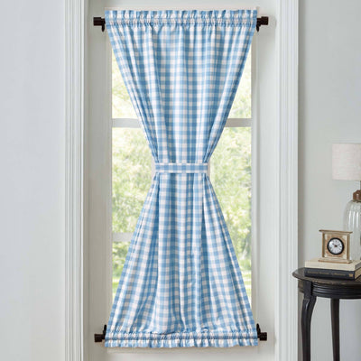 Annie Blue Buffalo Check Lined Door Panel Curtain 72" - Primitive Star Quilt Shop