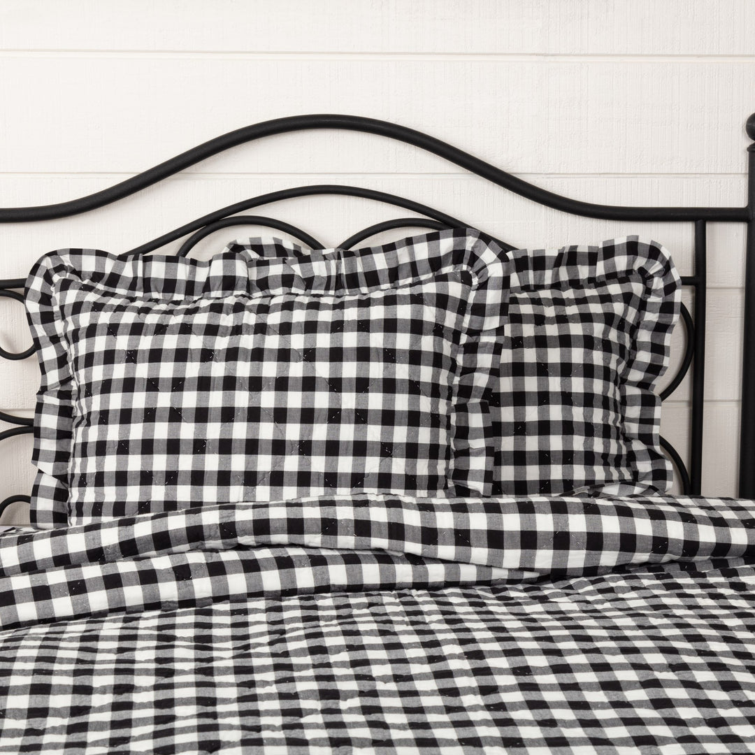 Annie Buffalo Check Black Ruffled Standard Sham 21x27