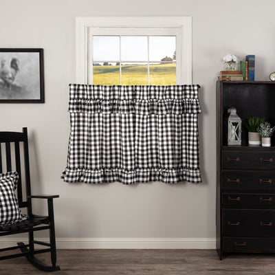 Buffalo Plaid Window Curtain Tier Buffalo Black And White - Temu