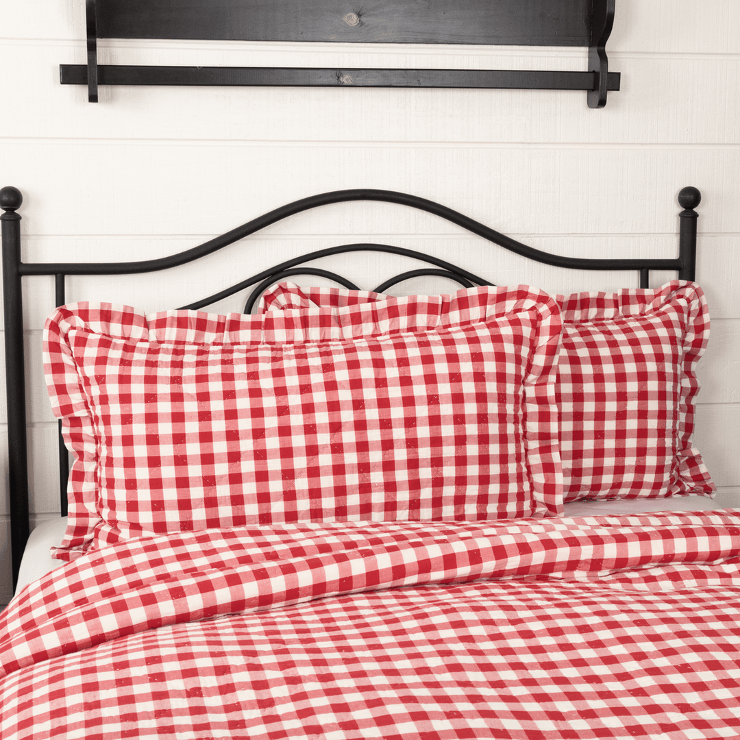 Red buffalo check pillow shams discount