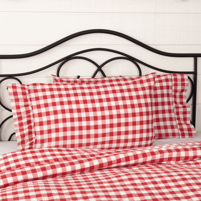 Annie Red Buffalo Check Standard Pillow Case - Set of 2 - Primitive Star Quilt Shop