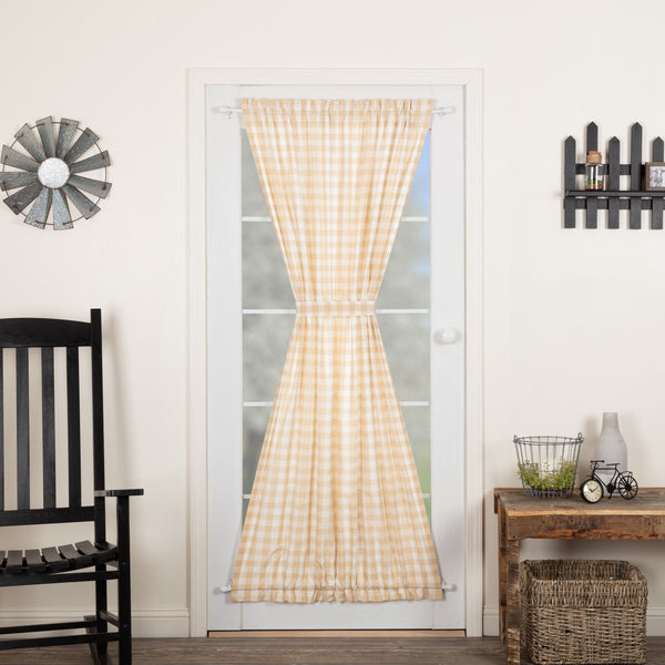 Annie Buffalo Check Tan Lined Door Panel Curtain 72