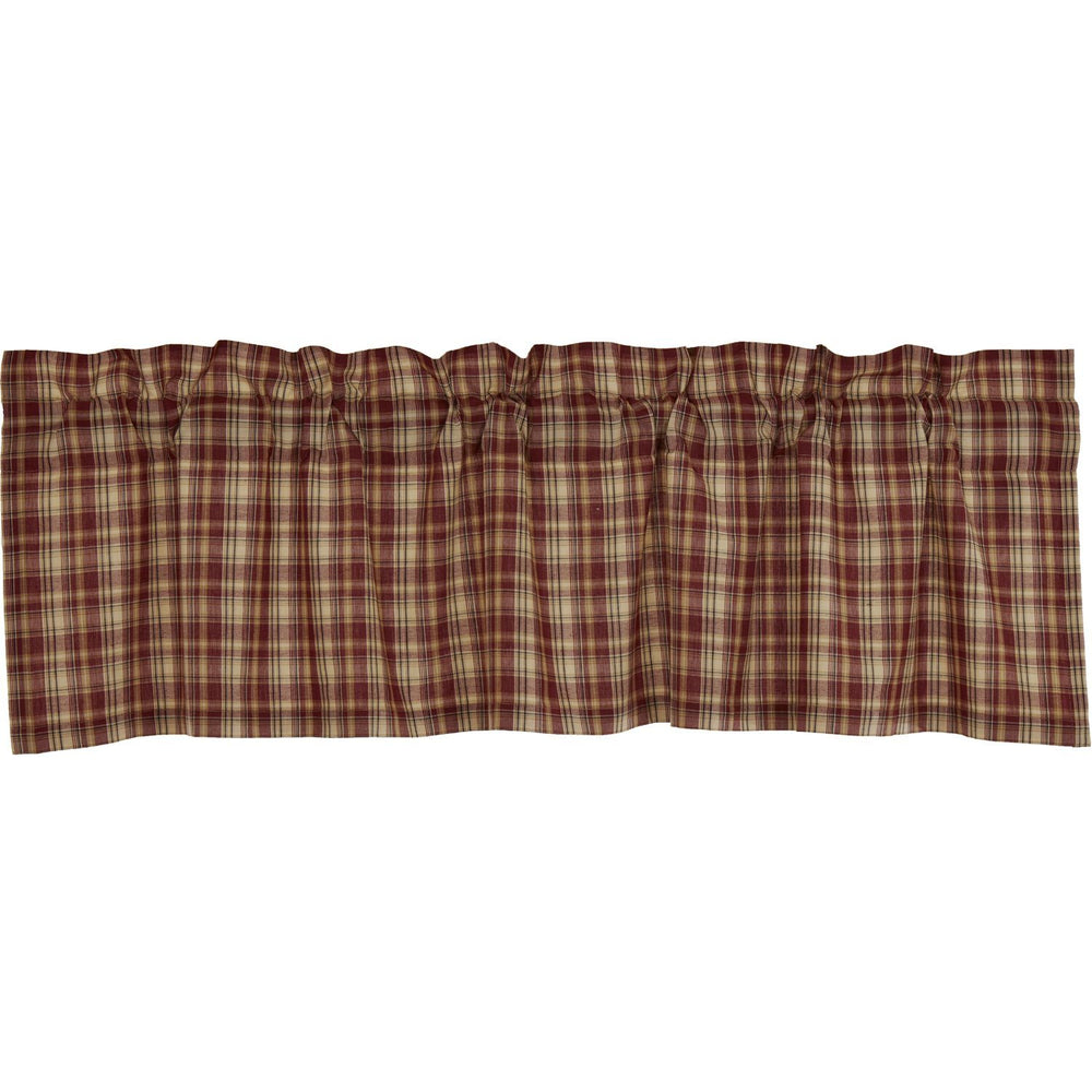 Burgundy Check Scalloped Panels 84" – Primitive Country Curtains - Allyson’s Place | Primitive