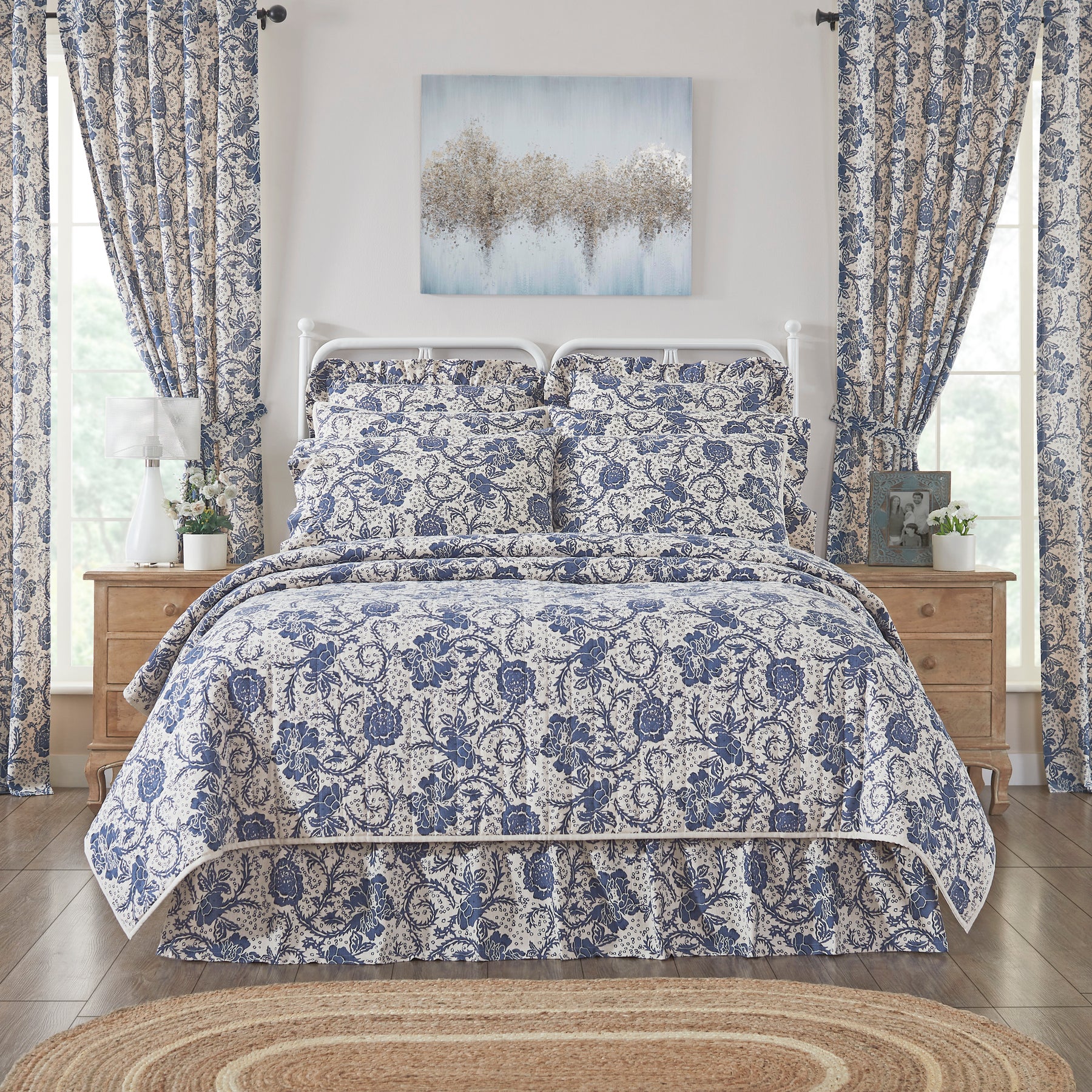 Dorset 3-Piece Floral Patchwork Quilt Set - Queen/King Size Microfiber Bedding Shabby Chic