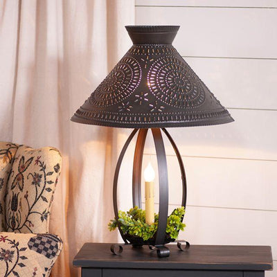 Betsy Ross Lamp with Black Metal Shade - Primitive Star Quilt Shop