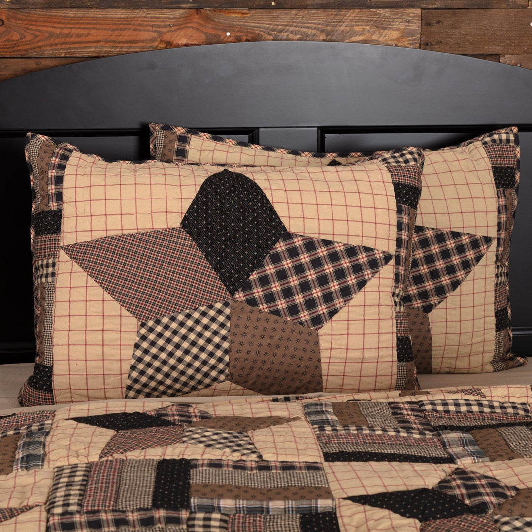 Black quilted pillow shams top