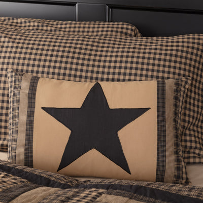 Black Check Star Pillow 14x22" Filled - Primitive Star Quilt Shop