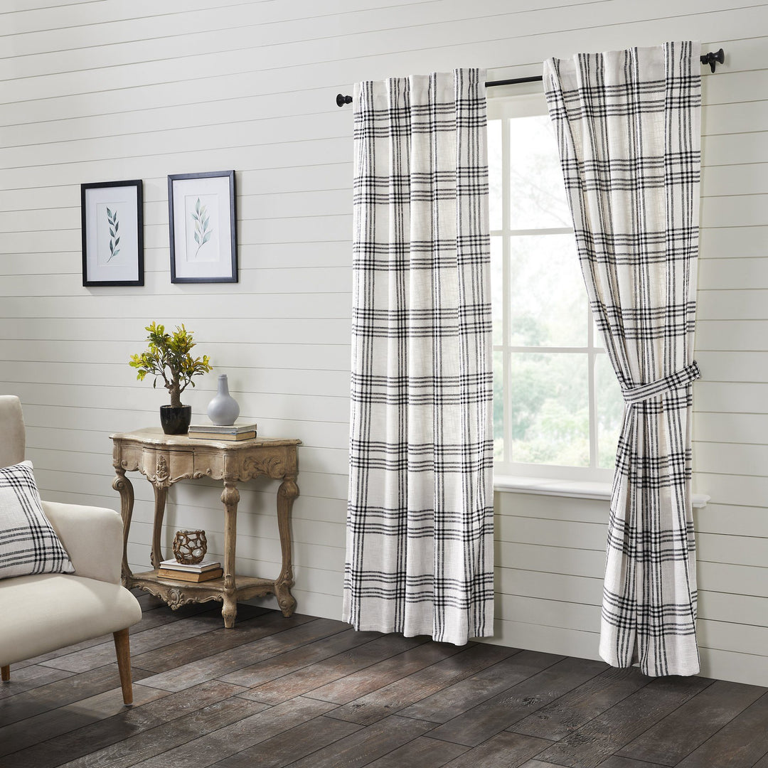 Black Plaid Lined Panel Curtains 84\, image size:1080x1080