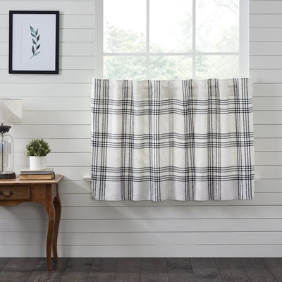 Black Plaid Lined Tier Curtains 36" - Primitive Star Quilt Shop