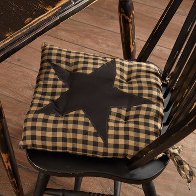 Black Star Chair Pad 15" - Primitive Star Quilt Shop