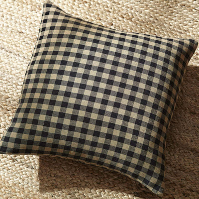Black Check Fabric Pillow 16" Filled - Primitive Star Quilt Shop