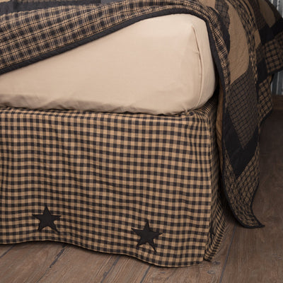 Black Check Star Bed Skirt - Primitive Star Quilt Shop