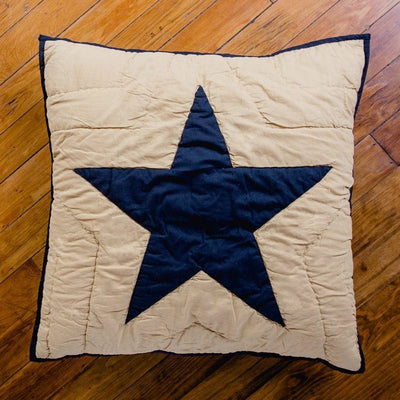 Black and Tan Quilted Euro Sham 26x26" - Primitive Star Quilt Shop