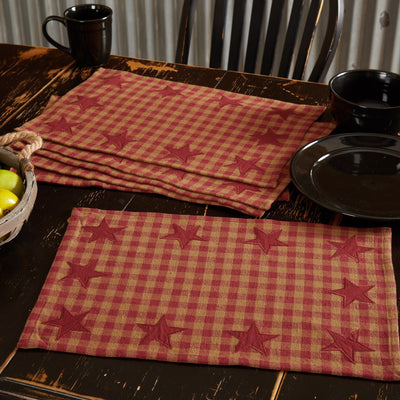 Burgundy Star Placemat - Set of 6 - Primitive Star Quilt Shop