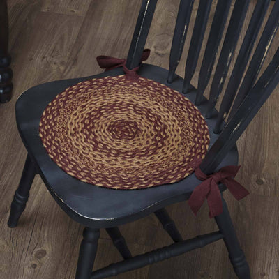 Burgundy and Tan Braided Chair Pad 15" - Set of 6 - Primitive Star Quilt Shop