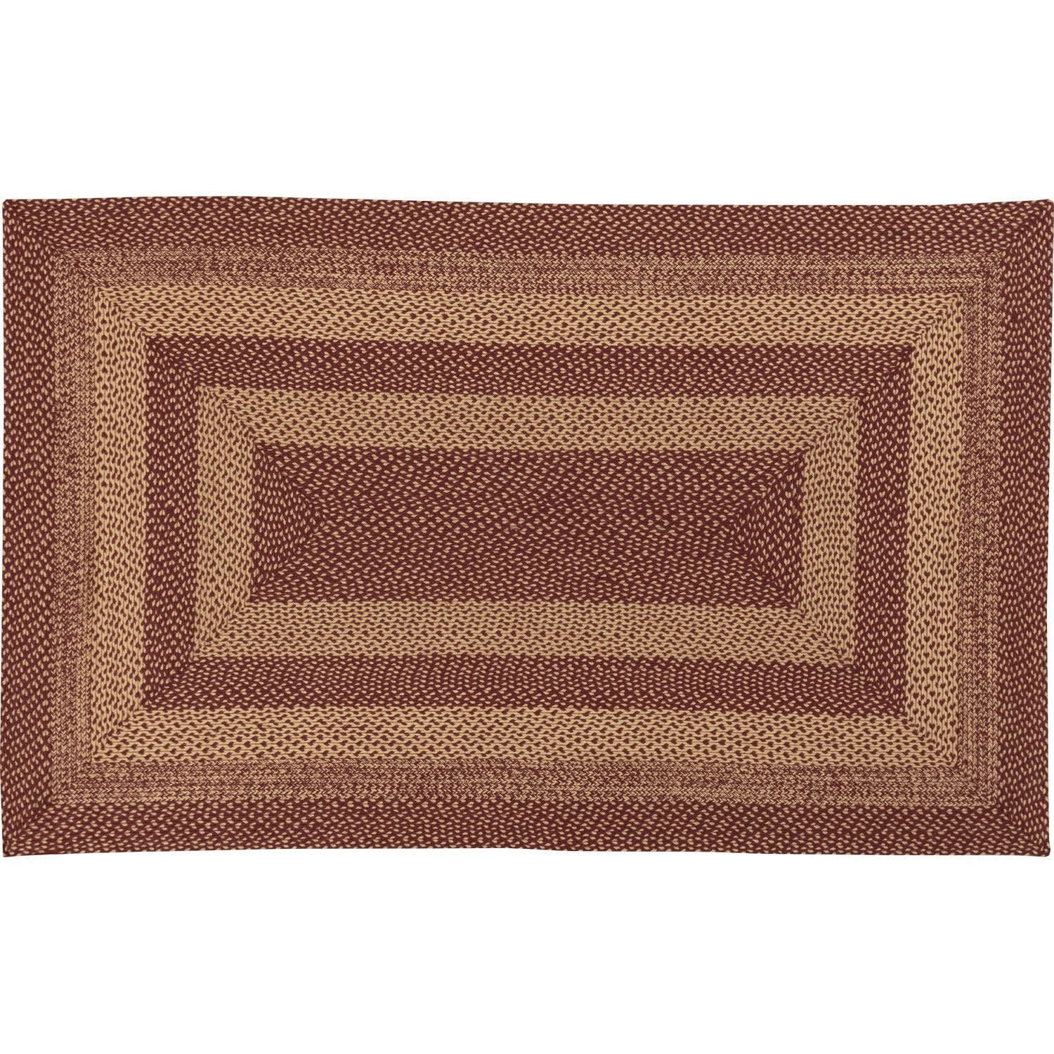 Burgundy and Tan Rectangle Braided Rug 27x48