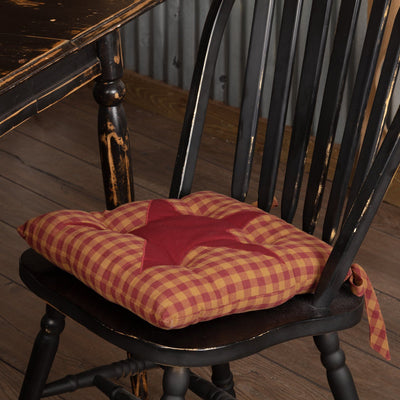 Burgundy Star Chair Pad 15" - Primitive Star Quilt Shop