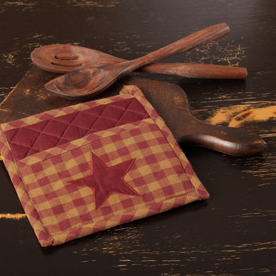 Burgundy Star Pot Holder 8" - Primitive Star Quilt Shop