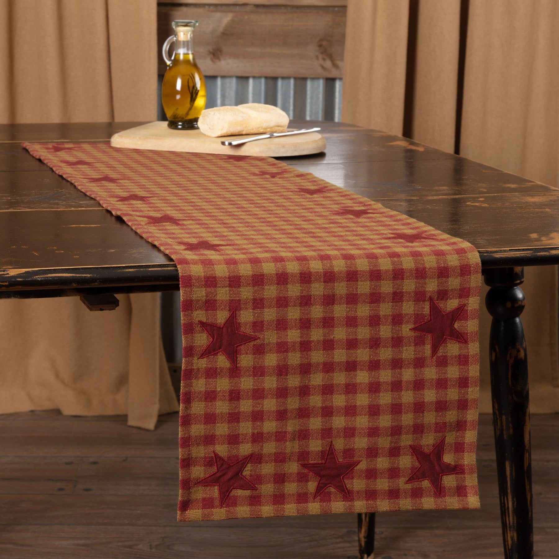 Burgundy Star Woven Runner 13x48