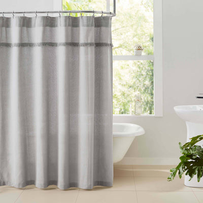 Burlap Dove Grey Shower Curtain - Primitive Star Quilt Shop