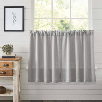 Burlap Dove Grey Tier Curtains 36" - Primitive Star Quilt Shop