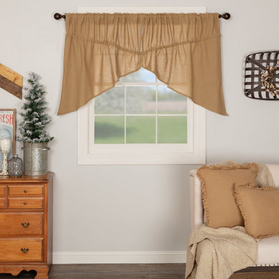 Burlap Natural Prairie Swag Curtains - Primitive Star Quilt Shop