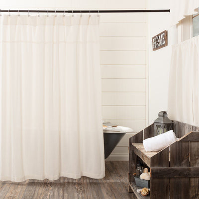 Burlap Antique White Shower Curtain - Primitive Star Quilt Shop