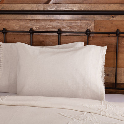 Burlap Antique White Ruffled Standard Pillow Case - Set of 2 - Primitive Star Quilt Shop