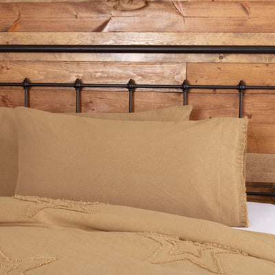 Burlap Natural Ruffled King Pillow Case - Set of 2 - Primitive Star Quilt Shop